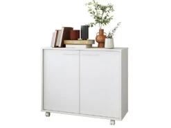 Mobilier De Restaurant 27 Buffet Armoirette 2 Portes 4 Niches Blanc L 90 Cm Sur Roulettes