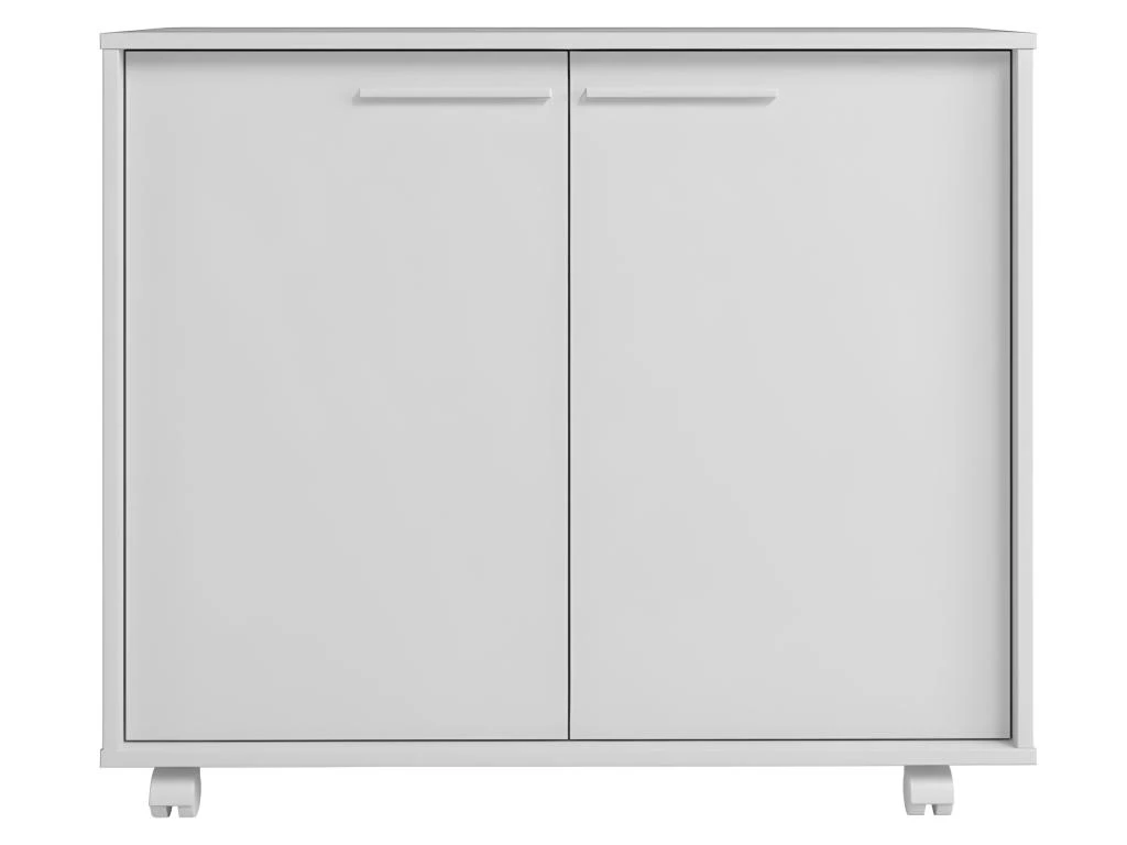Buffet Armoirette 2 Portes 4 Niches Blanc L 90 Cm Sur Roulettes 5 Buffet Armoirette 2 Portes 4 Niches Blanc L 90 Cm Sur Roulettes – Image 5