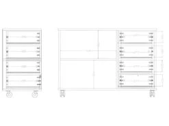 Meuble Crédence 4 Tiroirs 2 Niches à Roulettes Blanc -Mobilier De Restaurant buffet 22970281