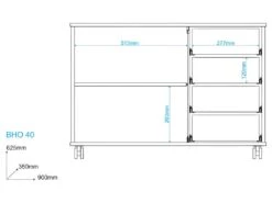 Meuble Crédence 4 Tiroirs 2 Niches à Roulettes Blanc -Mobilier De Restaurant buffet 22970283