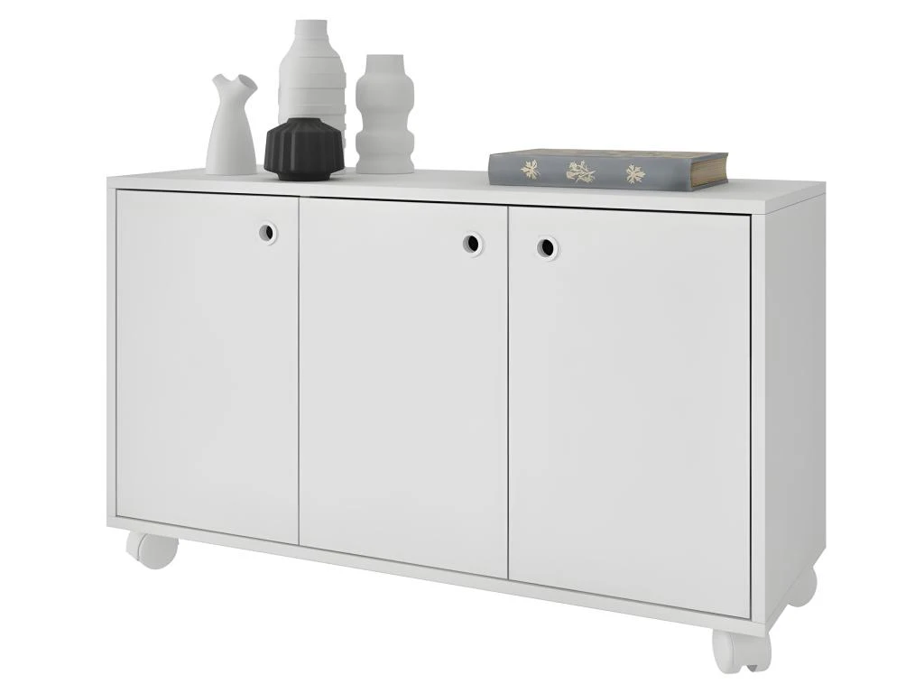 Buffet Meuble De Rangement Blanc 3 Portes Sur Roulettes 1 Buffet Meuble De Rangement Blanc 3 Portes Sur Roulettes