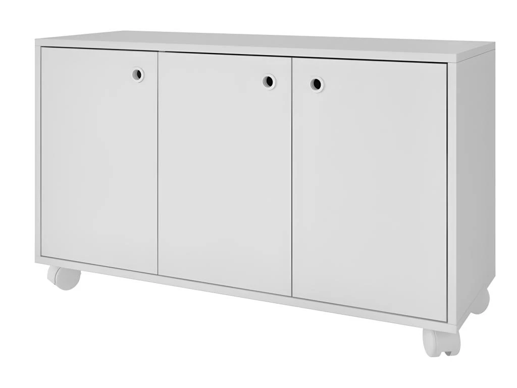 Buffet Meuble De Rangement Blanc 3 Portes Sur Roulettes 3 Buffet Meuble De Rangement Blanc 3 Portes Sur Roulettes – Image 3