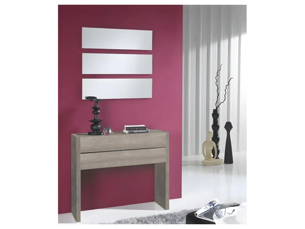 Meuble D'entrée Chêne Clair + Miroirs - NOSILA 1 Meuble D'entrée Chêne Clair + Miroirs - NOSILA