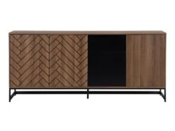 Buffet 3 Portes Et 3 Tiroirs - MDF - Naturel Et Noir - CARATANA -Mobilier De Restaurant buffet 2781969