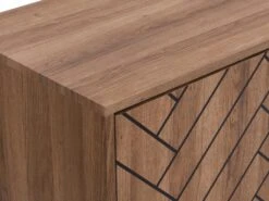 Buffet 3 Portes Et 3 Tiroirs - MDF - Naturel Et Noir - CARATANA -Mobilier De Restaurant buffet 2782011