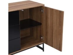 Buffet 3 Portes Et 3 Tiroirs - MDF - Naturel Et Noir - CARATANA -Mobilier De Restaurant buffet 2782021