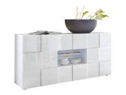 Buffet CALISTO - LEDs - 2 Portes & 2 Tiroirs - Blanc Laqué -Mobilier De Restaurant buffet 381631