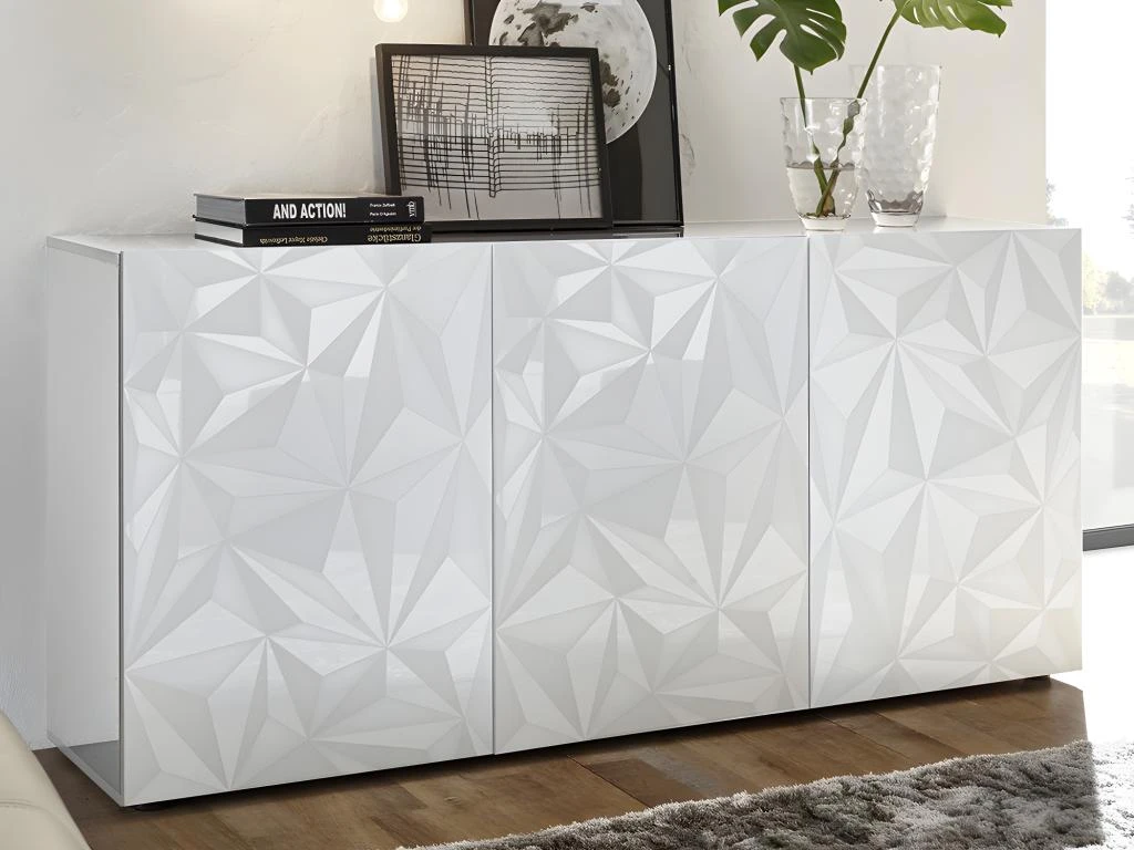 Buffet ERIS - 3 Portes - Blanc Laqué 1 Buffet ERIS - 3 Portes - Blanc Laqué