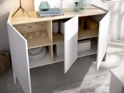 Buffet CHERIFA - 3 Portes - Coloris : Blanc & Chêne -Mobilier De Restaurant buffet 382257