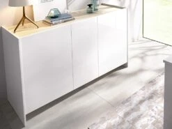 Buffet CHERIFA - 3 Portes - Coloris : Blanc & Chêne