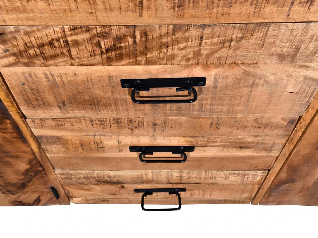 Buffet HARLEM - 3 Portes Et 3 Tiroirs - Bois De Manguier & Métal 7 Buffet HARLEM - 3 Portes Et 3 Tiroirs - Bois De Manguier & Métal – Image 7