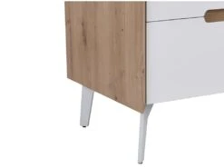 Buffet 2 Portes Et 3 Tiroirs - MDF Et Métal - Blanc Laqué Et Naturel - CAYANA -Mobilier De Restaurant buffet 3969089