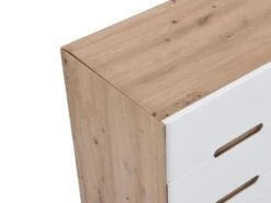 Buffet 2 Portes Et 3 Tiroirs - MDF Et Métal - Blanc Laqué Et Naturel - CAYANA -Mobilier De Restaurant buffet 3969099