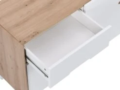 Buffet 2 Portes Et 3 Tiroirs - MDF Et Métal - Blanc Laqué Et Naturel - CAYANA -Mobilier De Restaurant buffet 3969107