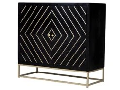 Buffet Art Déco PRISMIN - 2 Portes - Bois De Manguier Et Métal - Noir Et Doré -Mobilier De Restaurant buffet 406495