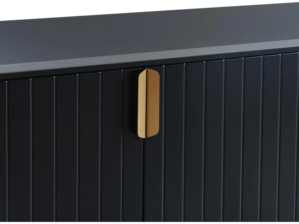 Buffet - 3 Portes - MDF Et Métal - Coloris : Noir Et Doré - LIKANA 9 Buffet - 3 Portes - MDF Et Métal - Coloris : Noir Et Doré - LIKANA – Image 9