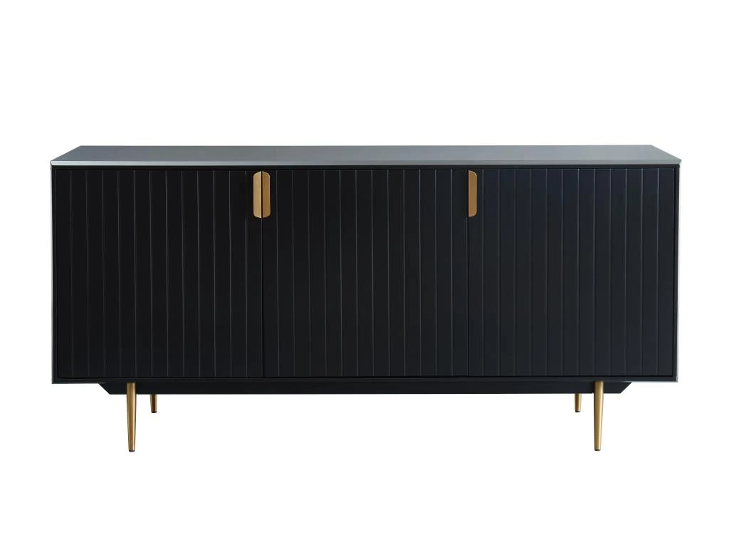 Buffet - 3 Portes - MDF Et Métal - Coloris : Noir Et Doré - LIKANA 4 Buffet - 3 Portes - MDF Et Métal - Coloris : Noir Et Doré - LIKANA – Image 4