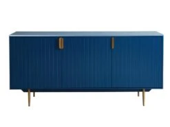 Buffet - 3 Portes - MDF Et Métal - Coloris : Bleu Et Doré - LIKANA -Mobilier De Restaurant buffet 4158211