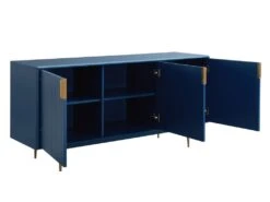 Buffet - 3 Portes - MDF Et Métal - Coloris : Bleu Et Doré - LIKANA -Mobilier De Restaurant buffet 4158219