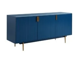 Buffet - 3 Portes - MDF Et Métal - Coloris : Bleu Et Doré - LIKANA -Mobilier De Restaurant buffet 4158221