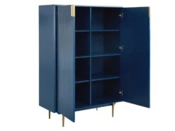 Buffet Haut - 2 Portes - MDF Et Métal - Coloris : Bleu Et Doré - LIKANA -Mobilier De Restaurant buffet 4158235