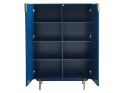 Buffet Haut - 2 Portes - MDF Et Métal - Coloris : Bleu Et Doré - LIKANA -Mobilier De Restaurant buffet 4158237