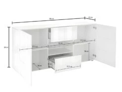 Ensemble Meuble TV + Buffet - Blanc Laqué - Séjour Lumineux CALISTO -Mobilier De Restaurant buffet 432247