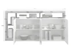 Buffet SEFRO - 4 Portes Et 4 Niches - Blanc Laqué Et Béton -Mobilier De Restaurant buffet 437193