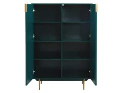 Buffet Haut - 2 Portes - MDF Et Métal - Coloris : Vert Et Doré - LIKANA -Mobilier De Restaurant buffet 4372023
