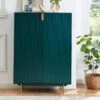 Buffet Haut - 2 Portes - MDF Et Métal - Coloris : Vert Et Doré - LIKANA