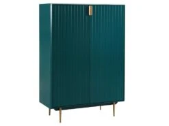 Buffet Haut - 2 Portes - MDF Et Métal - Coloris : Vert Et Doré - LIKANA -Mobilier De Restaurant buffet 4372035