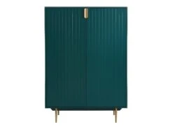 Buffet Haut - 2 Portes - MDF Et Métal - Coloris : Vert Et Doré - LIKANA -Mobilier De Restaurant buffet 4372039