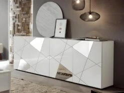 Buffet CANTIANO - 4 Portes - Blanc Laqué