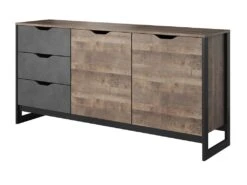 Buffet LAONILE - 2 Portes Et 3 Tiroirs - Noyer Et Anthracite -Mobilier De Restaurant buffet 476027