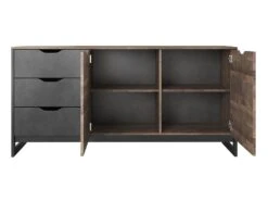 Buffet LAONILE - 2 Portes Et 3 Tiroirs - Noyer Et Anthracite -Mobilier De Restaurant buffet 476033