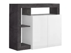 Buffet SEFRO - 2 Portes Et 3 Niches - Blanc Laqué Et Béton -Mobilier De Restaurant buffet 487583