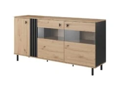 Buffet 3 Portes Avec LEDs En MDF Et Métal - Naturel Et Noir - SABIA 9 Buffet 3 Portes Avec LEDs En MDF Et Métal - Naturel Et Noir - SABIA -Mobilier De Restaurant buffet 5229095