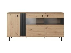 Buffet 3 Portes Avec LEDs En MDF Et Métal - Naturel Et Noir - SABIA 8 Buffet 3 Portes Avec LEDs En MDF Et Métal - Naturel Et Noir - SABIA -Mobilier De Restaurant buffet 5229101