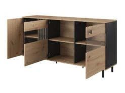 Buffet 3 Portes Avec LEDs En MDF Et Métal - Naturel Et Noir - SABIA 10 Buffet 3 Portes Avec LEDs En MDF Et Métal - Naturel Et Noir - SABIA -Mobilier De Restaurant buffet 5229103