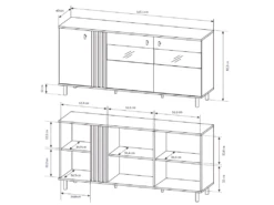 Buffet 3 Portes Avec LEDs En MDF Et Métal - Naturel Et Noir - SABIA 11 Buffet 3 Portes Avec LEDs En MDF Et Métal - Naturel Et Noir - SABIA -Mobilier De Restaurant buffet 5628595