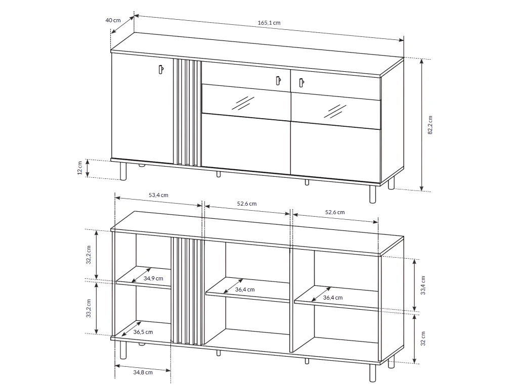 Buffet 3 Portes Avec LEDs En MDF Et Métal - Naturel Et Noir - SABIA 6 Buffet 3 Portes Avec LEDs En MDF Et Métal - Naturel Et Noir - SABIA – Image 6
