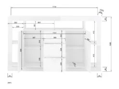 Buffet Avec 2 Portes Et 3 Tiroirs - Blanc Laqué - BALKA -Mobilier De Restaurant buffet 5635241