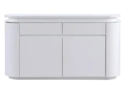 Buffet 4 Portes Et 2 Tiroirs Avec LEDs - MDF - Blanc Laqué - VANDANA -Mobilier De Restaurant buffet 715511