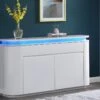 Buffet 4 Portes Et 2 Tiroirs Avec LEDs - MDF - Blanc Laqué - VANDANA