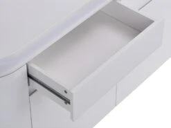 Buffet 4 Portes Et 2 Tiroirs Avec LEDs - MDF - Blanc Laqué - VANDANA -Mobilier De Restaurant buffet 715519