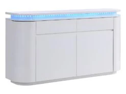 Buffet 4 Portes Et 2 Tiroirs Avec LEDs - MDF - Blanc Laqué - VANDANA -Mobilier De Restaurant buffet 715523