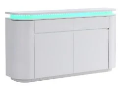 Buffet 4 Portes Et 2 Tiroirs Avec LEDs - MDF - Blanc Laqué - VANDANA -Mobilier De Restaurant buffet 715525