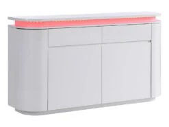 Buffet 4 Portes Et 2 Tiroirs Avec LEDs - MDF - Blanc Laqué - VANDANA -Mobilier De Restaurant buffet 715527