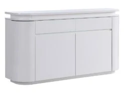 Buffet 4 Portes Et 2 Tiroirs Avec LEDs - MDF - Blanc Laqué - VANDANA -Mobilier De Restaurant buffet 715529