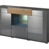 Buffet 160cm Collection OHIO. Coloris Gris Anthracite Et Chêne. LED Incluses